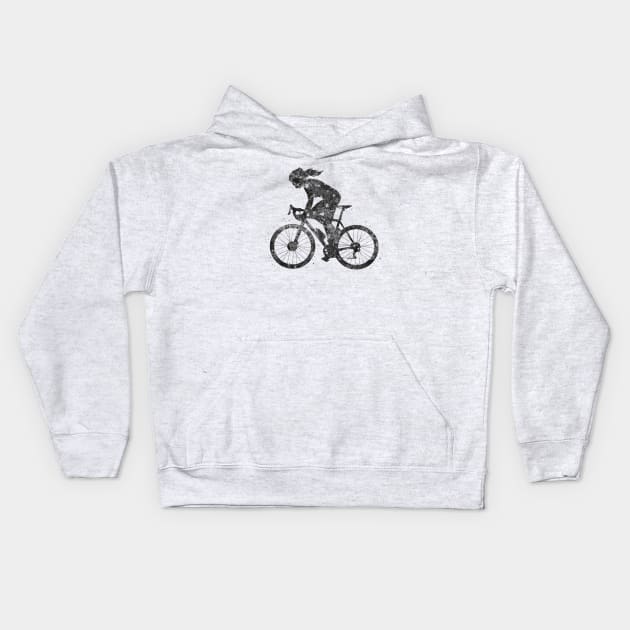 Road biker girl Kids Hoodie by Yahya Art